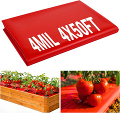 4 Mil Red Plastic Mulch, 4 X 50 Ft Garden Plastic Sheeting – Pinhole Drainage…