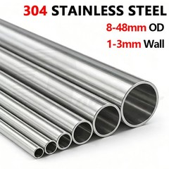 304 Stainless Steel Round Tube Repair Pipe Tubing 8-48mm OD 100/200/300mm Length