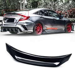 Glossy Black Highkick Duckbill Trunk Spoiler Wing for 16-21 Honda Civic Sedan V3