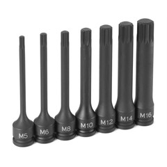1247SGrey Pneumatic TRIPLE SQUARE BIT SET 4″ 3/8DR