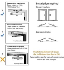 Hold Open Door Closer Applies RegularTop Jamb MountingAdjustable Automatic Si…
