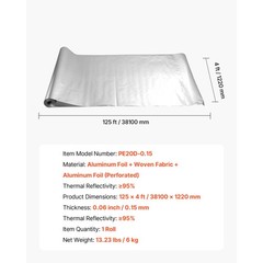 Uimoso Double Reflective Insulation Roll Perforated Radiant Barrier 48in x 125ft