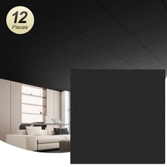Art3d 12-PCS 24in x24in PVC Drop Ceiling Tiles, 3D Wall Panels Cover 48 Sq.ft
