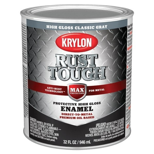 2-Krylon Rust Tough Oil-Based Gloss Rust Control Enamel, Gray, 1 Qt.