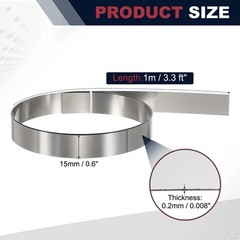 0.6in x 3.3ft Stainless Steel Flashing Roll, 0.2mm Metal Roof Panels