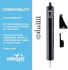 Durable Black Pneumatic Storm Door Closer with Hold-Open Feature & Easy Install