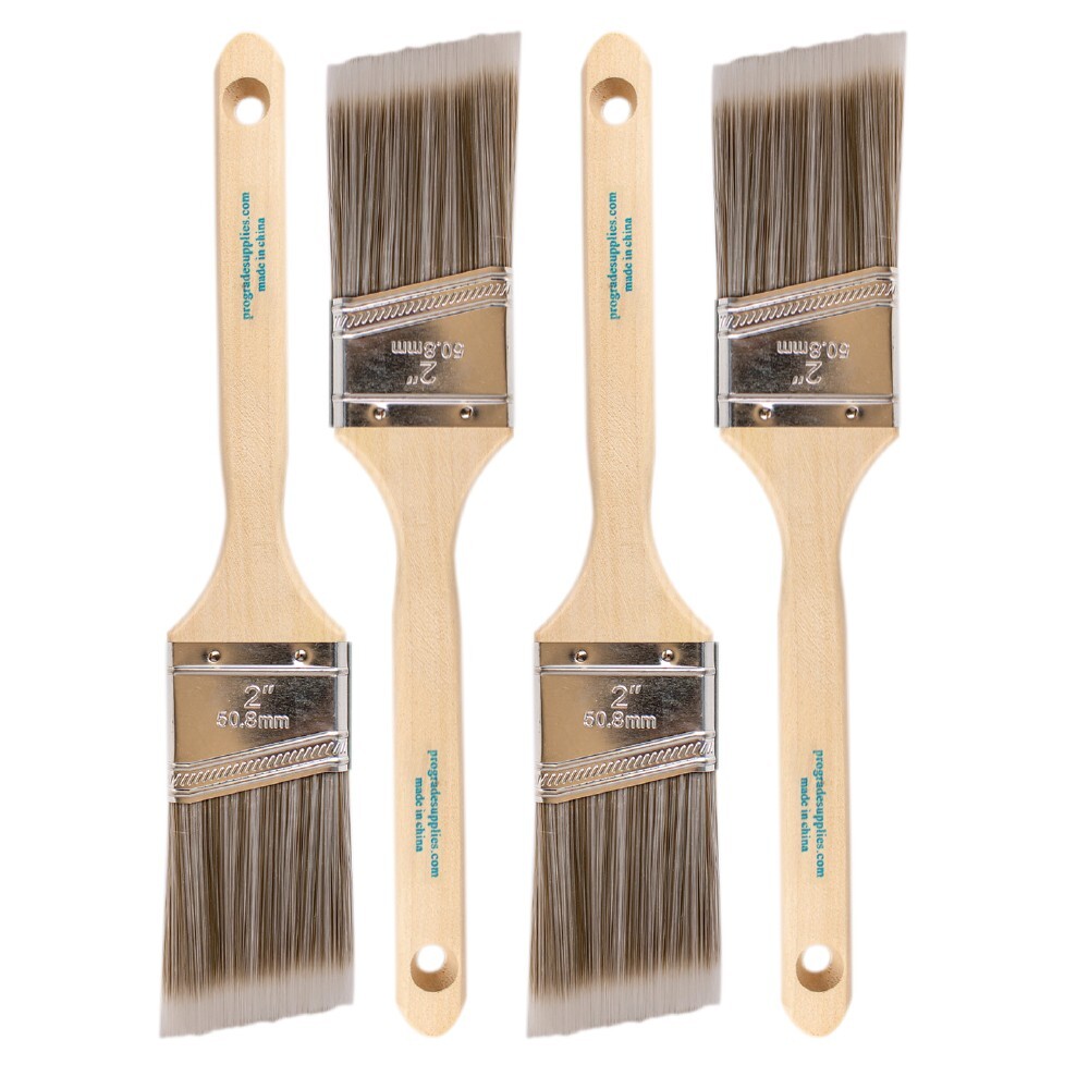 4 Pack Angle Brushes in Assorted Sizes for All Latex and Oil Paints & Stains