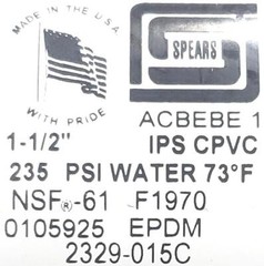 Spears 2329-015C True Union Ball Valve Socket FIPT 1-1/2″ ACBEBE 73°F 235psi