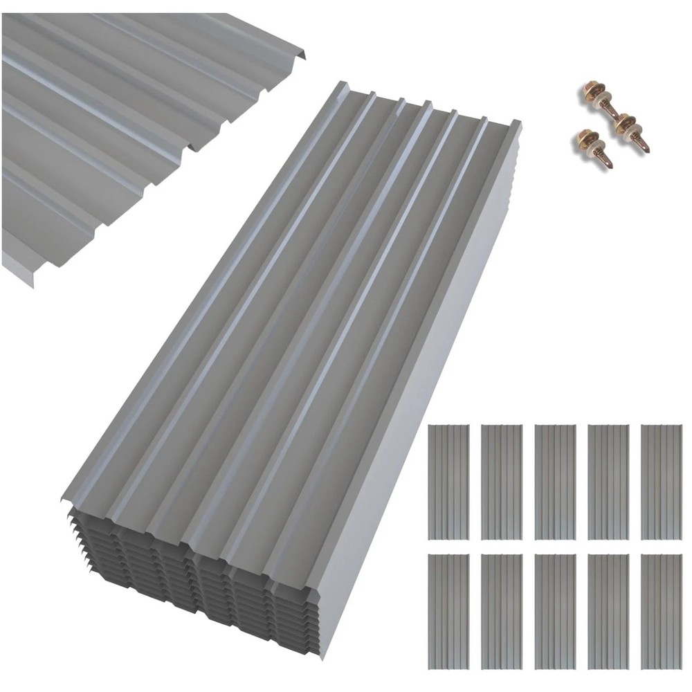 Corrugated Roofing Panels – 10 Pcs, Galvanized Metal Sheets