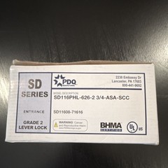 PDQ SD Series Grade 2 Lever Lock Satin Silver SD116PHL-626-2 with 2 Keys