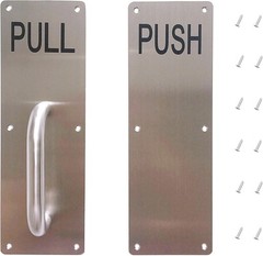 Stainless Steel Door Handle Set Pull Push Plates Commercial 11.8×3.2 Inches