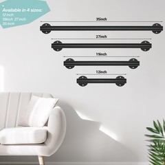 Purife 2.2 FT Black Metal Heavy Duty Hand Rail Indoor Stairs 27 Inch Wall Mount