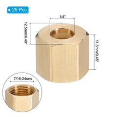 1/4″ Brass Compression Nut, 25Pcs Brass Compression Fitting Plumbing System