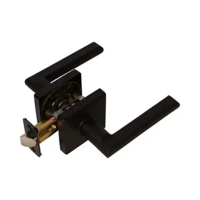 Grade 3 Onyx Lever with Square Rose Passage Lockset – Satin Nickel Finish