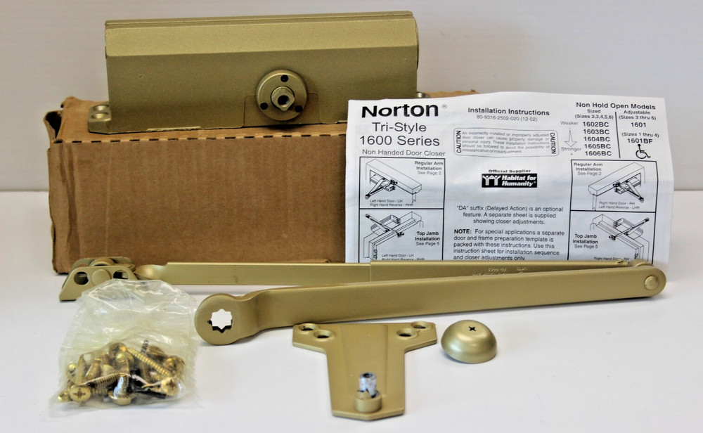 Norton 1601BFDA Commercial Door Closer TRI-PKD Aluminum 689 Finish (See Details)