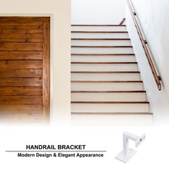 6 Pcs Fixed Steel Square Hand Rail Brackets Holder for Staircase Stair, White
