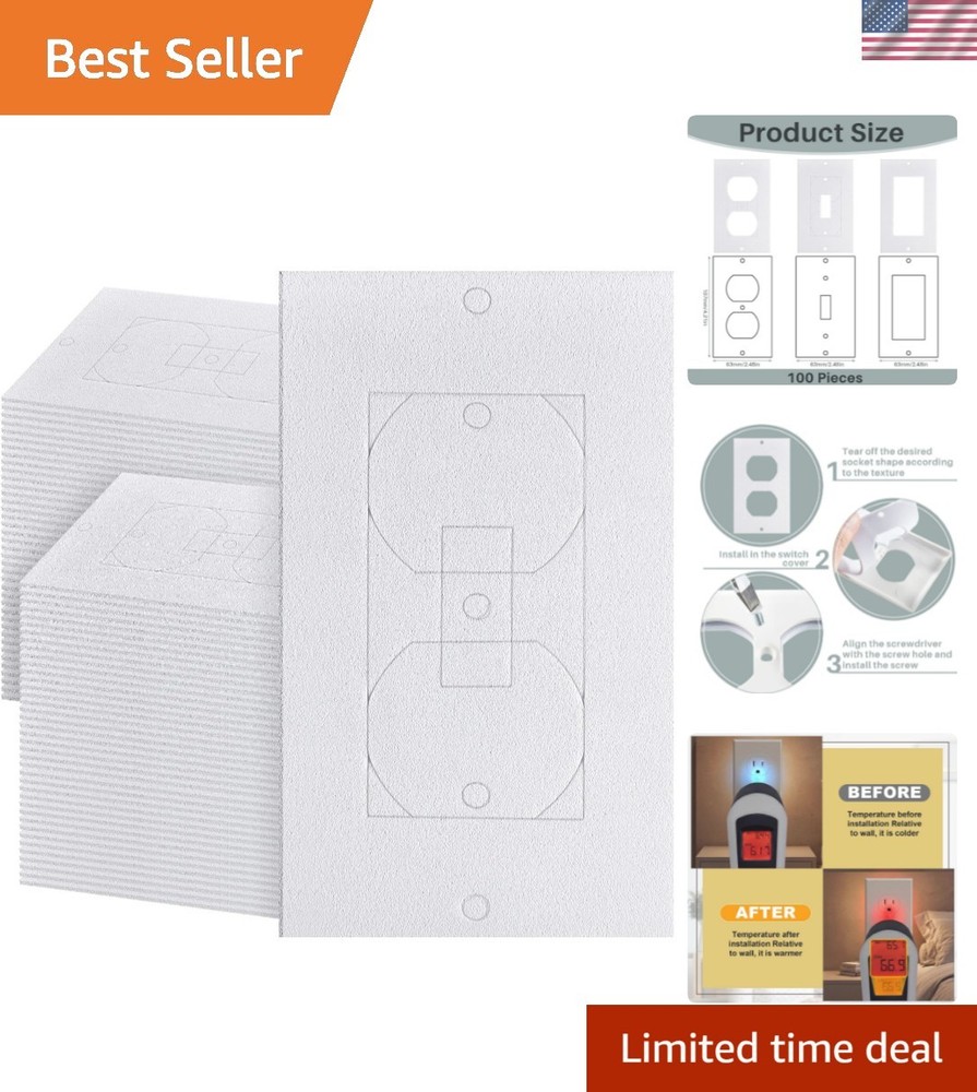100 Pcs Outlet Insulation and Draft Sealers Foam Insulation Pads Electrical O…