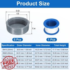 uxcell 5Pcs 2 Inch PT Female Thread PVC Pipe Fitting Cap, Cleanout Water Drai…
