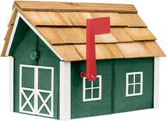 Amish-Made Deluxe Post Mount Wooden Mailbox with Cedar Shingles (Forest Green…