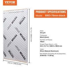 VEVOR Sound Absorption Sheet Noise Mass Grabber 36sq.ft 9.8″ x 15.7″ x 0.08″