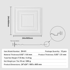 Ceiling Tiles, 12 – Pack 24 x 24 in, Drop Ceiling Tiles Premium PVC Sheet, Easy