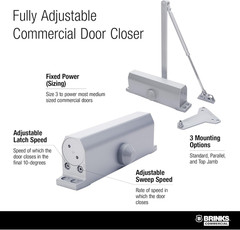 Commercial Heavy Duty UL Listed Door Closer, Aluminum Finish – Commercial Door H