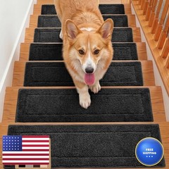 GORILLA GRIP Stair Treads for Wooden Steps, 4 Pack, Black, 8×28 Inches