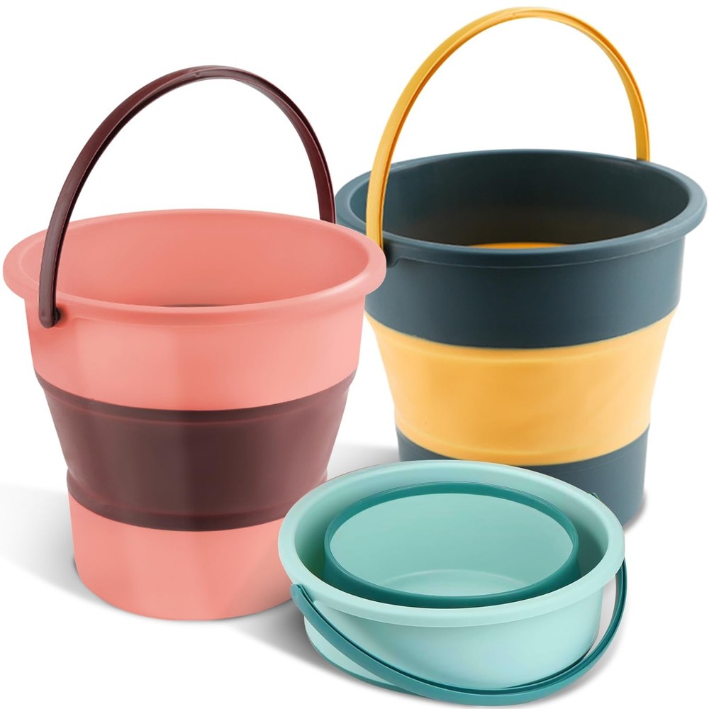 Collapsible Bucket 3PCS 1.3 Gallon/5L Small Plastic Household Cleaning Mop Bu…