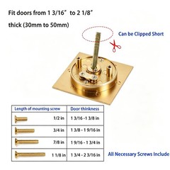 Pocket Door Privacy Lock Latch 23/8 Inch Backset Fits 1 3/8 to 2 3/16 Brass