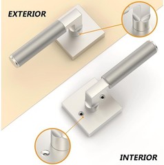 One Asidrama Brushed Satin Nickel Privacy Door Lever Handles for Interior Door