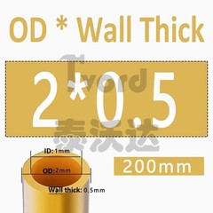 Brass Tube Round 2mm 3mm 4mm 5mm 6mm 7mm 8mm 10mm 12mm 14mm 15mm O.D. x 200mm