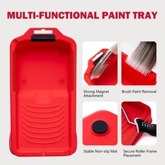 Mister Rui Paint Roller Kit-13 Piece, 4-Inch Microfiber Red Tray