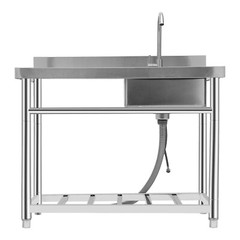 Stainless Steel Free Standing Commercial Restaurant Sink with Drain Pipe& Faucet