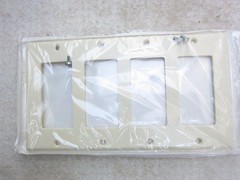 Leviton 80412-A 4-Gang Almond Decora/GFCI Standard Wall Plate, New