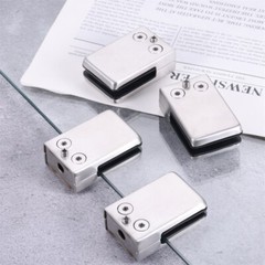 8Pcs Square Glass Clamps Brushed Nickel 64x42x24mm for Glass Shelves Bathroom