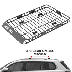 Roof Rack Basket, Upgraded 64″x 39″x 4″ Roof Rack Cargo Carrier with 3′ X 4′ …