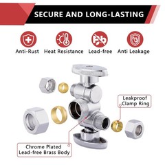 Pack Of 5 Efield 1/4 Turn Dual Compression Outlet Angle Stop Valve 2 Shut Off