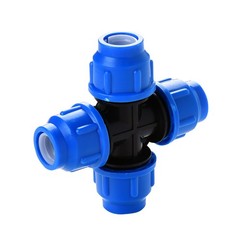 PP Compression Fitting 4-Way Cross MDPE Water Pipe Connector Coupling ID 20-63mm