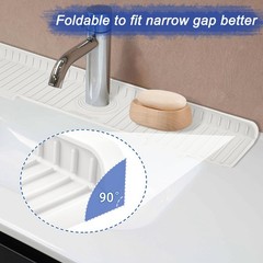 Kitchen Sink Splash Guard, 20IN Longer Silicone Faucet Guard & 20 IN, White