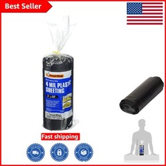 350B Black Polyethylene Sheeting, 3′ x 50′ x 4 Mil – Heavy Duty, Water Resistant