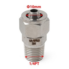 Compression Tube Fitting 1/4 PT Male Thread x 10mm OD Tube 304 Stainless Steel