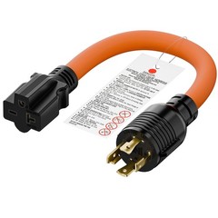 1FT Nema L14-30P 30Amp Locking Plug Male to 6-20R T-Blade Adapter, STW Black
