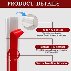 Duzzy Wall Corner Protector Trim 10.5ft Flexible Self-Adhesive Inside Outside Co