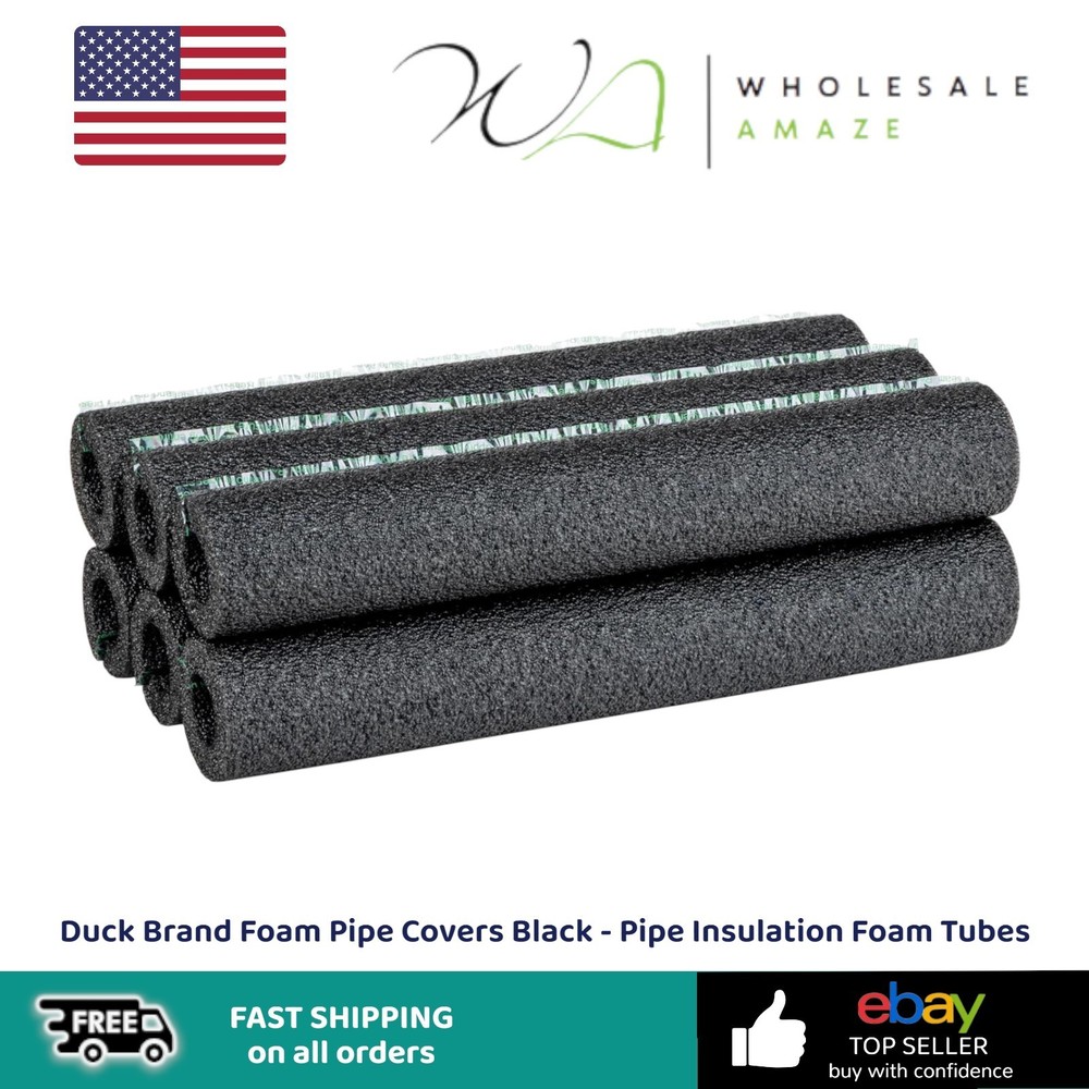 Duck Brand Foam Pipe Covers Black – Pipe Insulation Foam Tubes