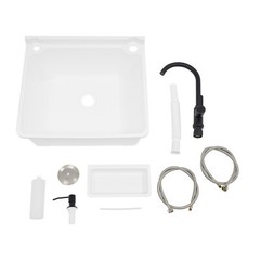 Wall-mounted Utility Sink With Rotate Hot&cold Faucet Anti-clogging Basin White