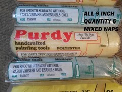 6 NEW Purdy paint roller covers – 9 inch width, mixed specialty texture naps