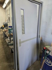 Metal Fire Door w/ frame (no hardware) 84″ x 36″ with window; RH swing