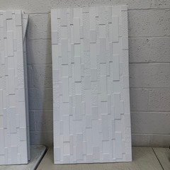 Greymond 4-Pcs Spar Brick Textured Wall Panels 23.6″ x 47.2″ x 0.5″ – White