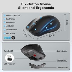 Wireless Keyboard and Mouse Combo, Full Size Ergonomic Wave Keys(Black) | 2.4…