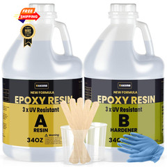 TAKIMO 68oz 3× UV Resistant Epoxy Resin Kit – Professional 68 OZ, clear